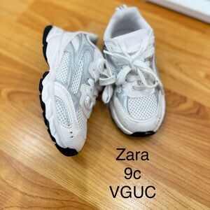 Zara Kids White and Black Lace-Up Sneakers